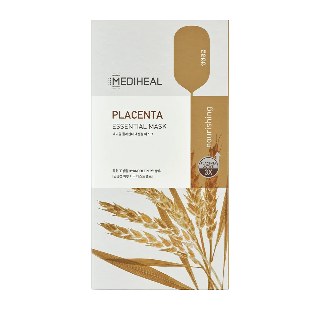 MEDIHEAL MEDIHEAL Placenta Essential Mask 24ml*10ea - brightening - front bottle shot