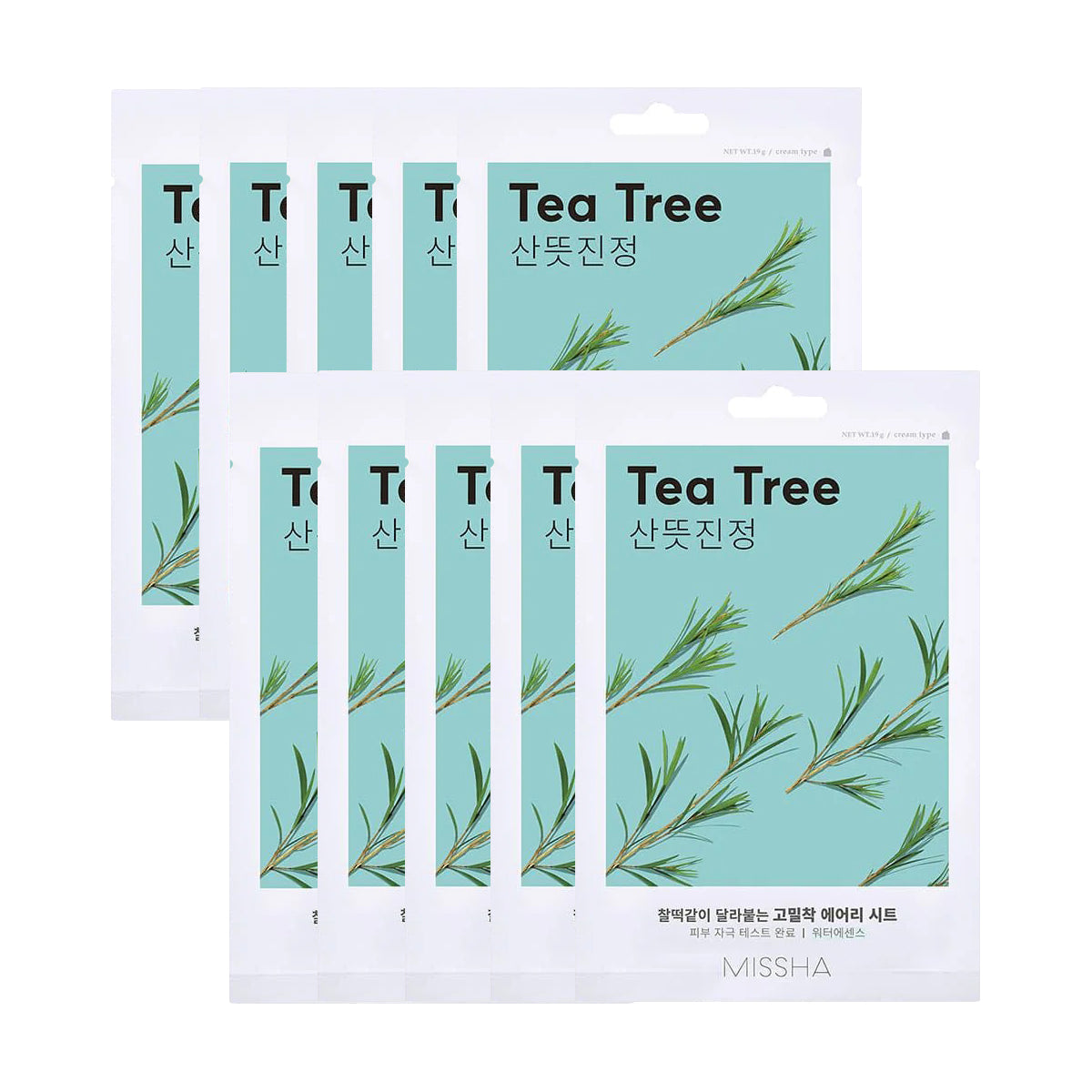 MISSHA MISSHA Airy Close-fitting Tea Tree Sheet Mask 19g 20ea - soothing - front bottle shot
