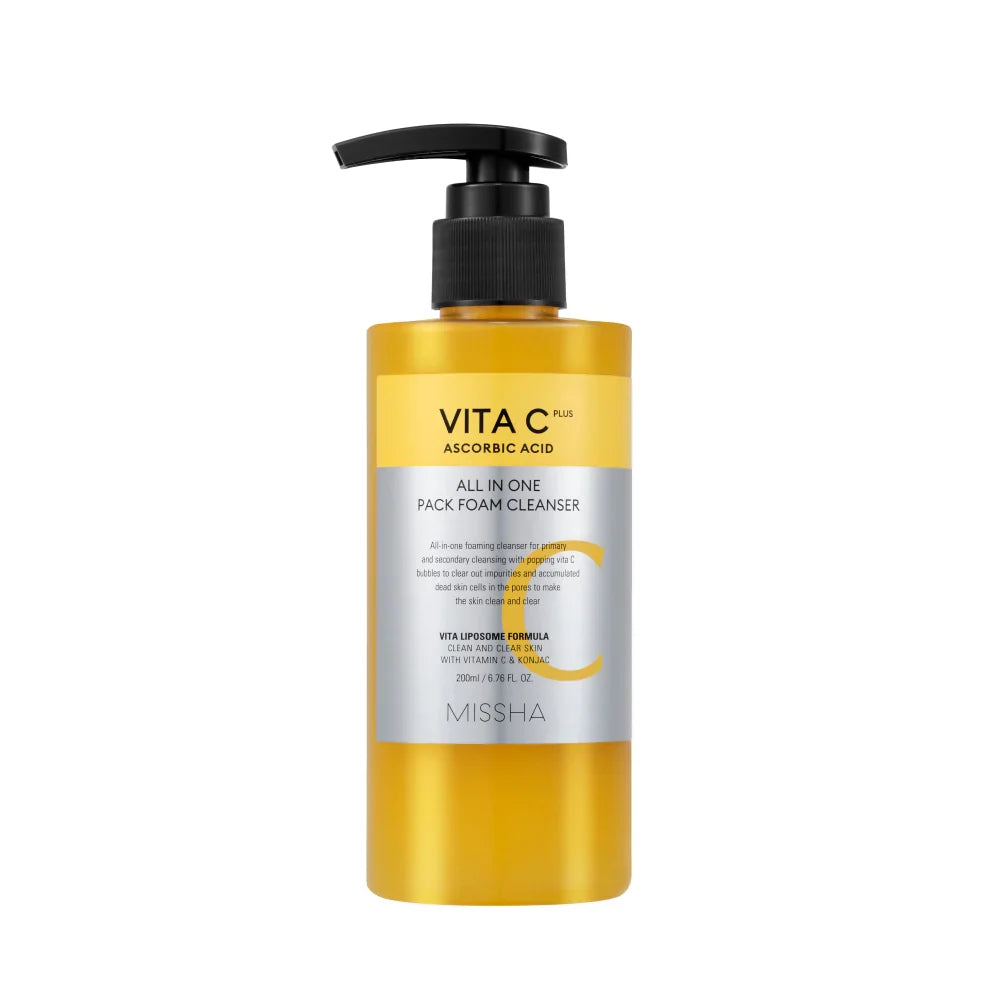 MISSHA MISSHA Vita C Plus All-in-One Pack Foam Cleanser 200ml - brightening - front bottle shot