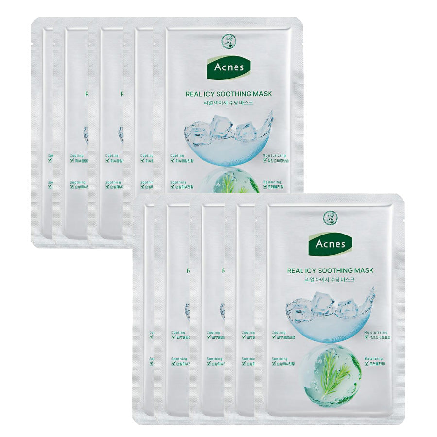 ACNES Acnes Real Icy Soothing Mask (10 pieces) - hydrating - front bottle shot