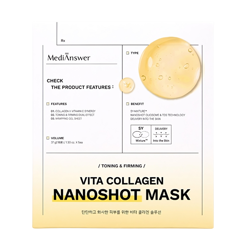 MediAnswer MediAnswer Vita Collagen Nano Shot Mask 37g * 5ea - hydrating - front bottle shot