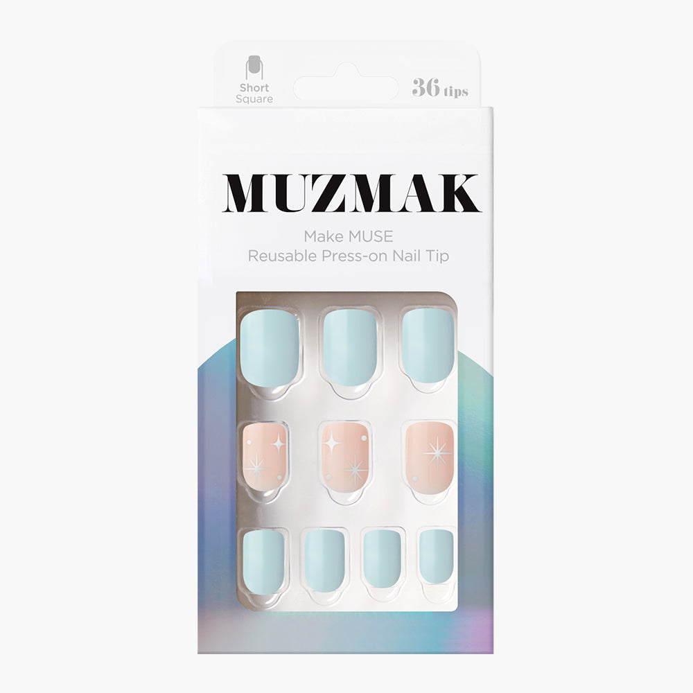 MUZMAK MUZMAK Nail Tips 36pcs #Milky Way(Short Square) - anti-aging - front bottle shot