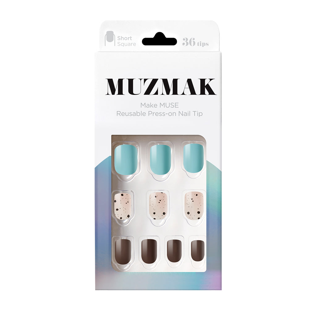 MUZMAK MUZMAK Nail Tips 36pcs #Mint Choco(Short Square) - anti-aging - front bottle shot