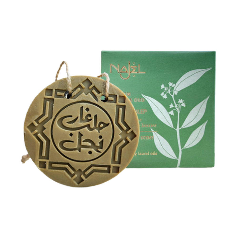 NAJEL NAJEL Aleppo Soap Amber & Wood 150g - hydrating - front bottle shot