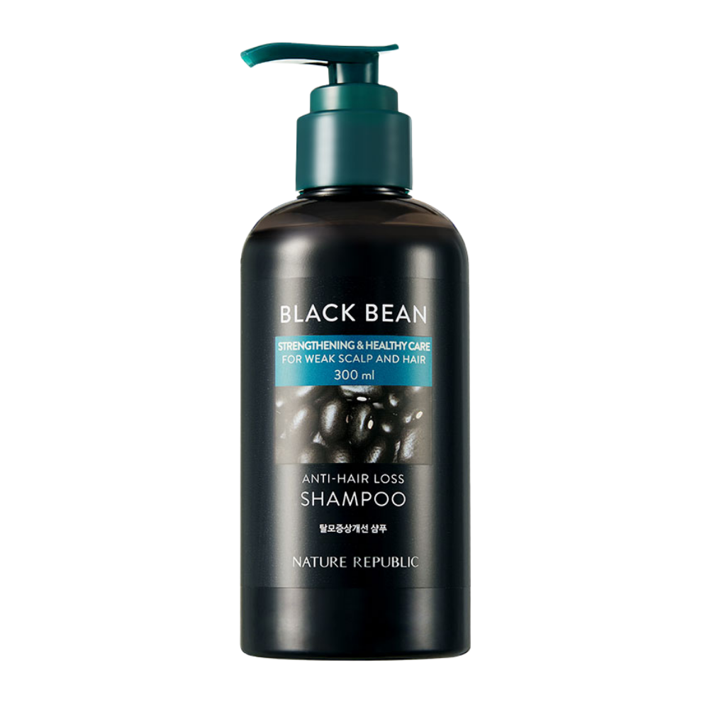 NATURE REPUBLIC NATURE REPUBLIC Black Bean Anti Hair Loss Shampoo 300ml (22AD) - soothing - front bottle shot