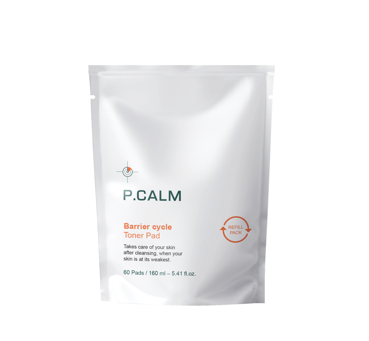 P.CALM P.CALM Barrier Cycle Toner Pad 160ml 60 Pads Refill Pack - soothing - front bottle shot