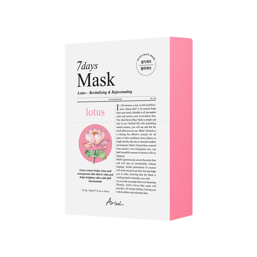 Ariul Ariul 7Days Mask Pack Lotus N 10 Sheet - brightening - front bottle shot