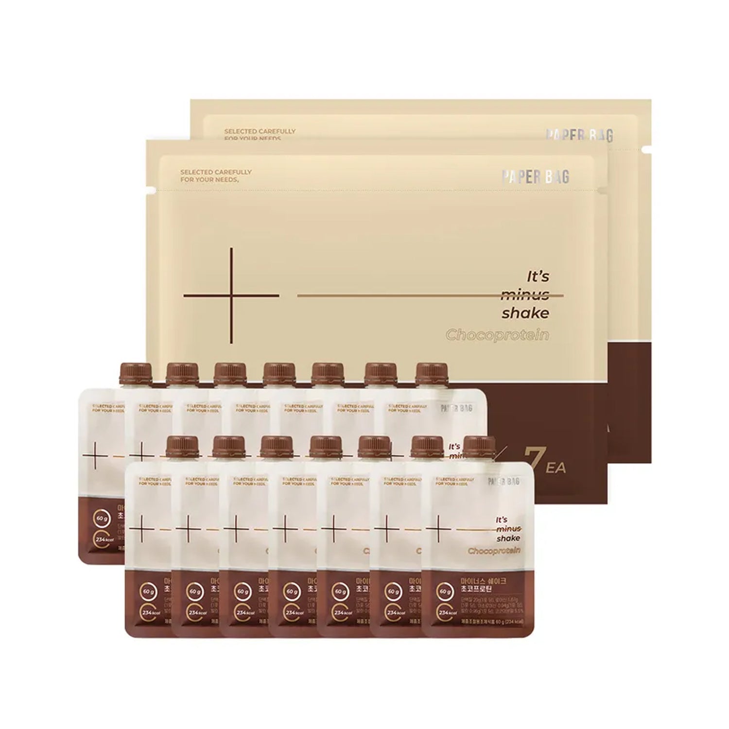 PAPER BAG PAPER BAG Minus Shake Choco Protein (14 Pouches / 2-Week Plan) - daily care - front bottle shot