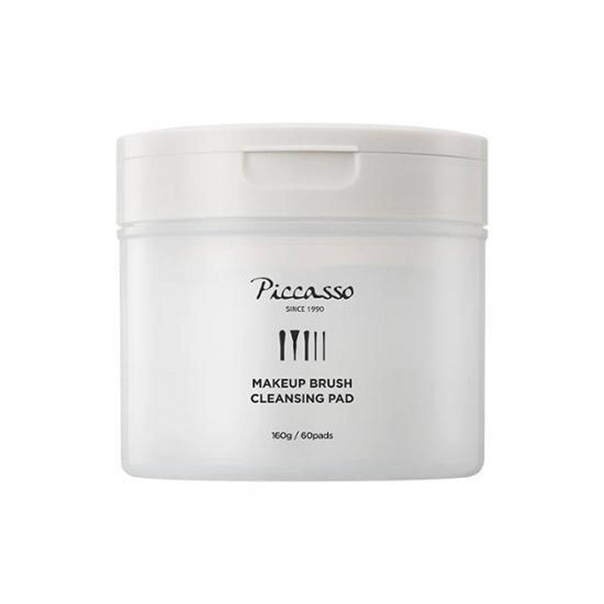 PICCASSO PICCASSO Makeup Brush Cleansing Pads 60 Sheets - hydrating - front bottle shot