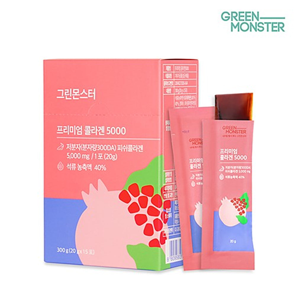 GREEN MONSTER GREEN MONSTER Premium Collagen 5000 (20g x 15ea) - daily care - front bottle shot