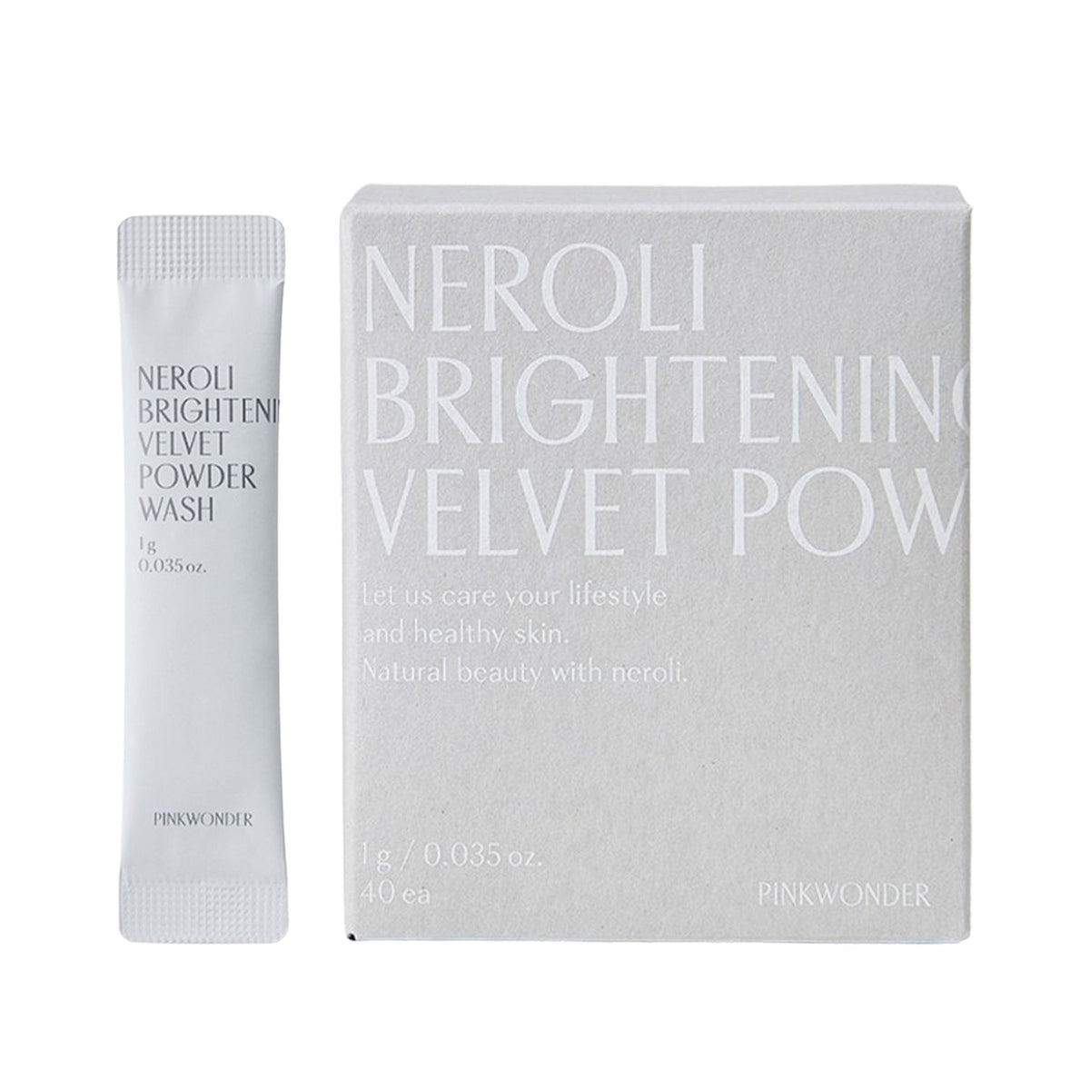 PINKWONDER PINKWONDER Neroli Brightening Velvet Powder Wash 1g*40ea - soothing - front bottle shot