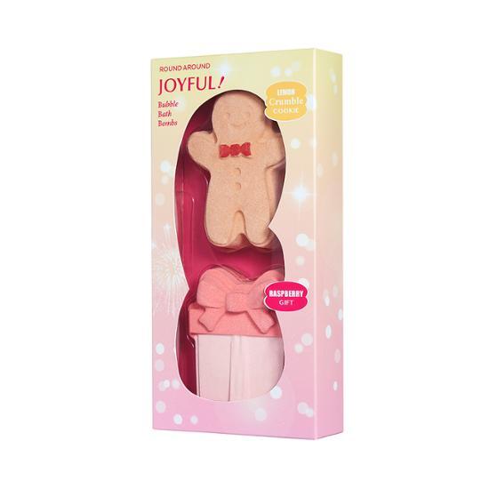 ROUND A'ROUND ROUND A'ROUND Joyful Bubble Bath Bomb Duo Gift Set - hydrating - front bottle shot