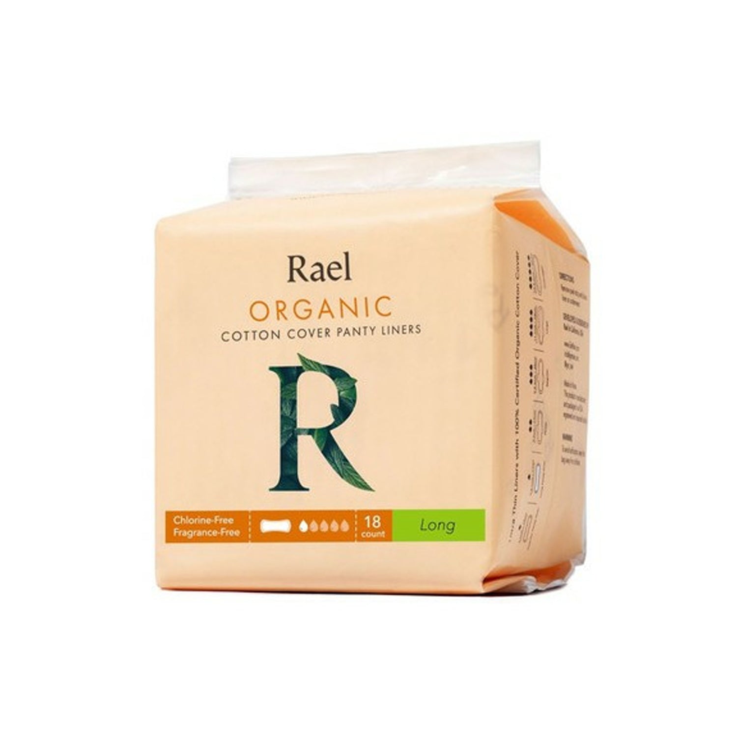 Rael Rael Organic Cotton Cover Panty Liners 10 Packs (Long) - daily care - front bottle shot