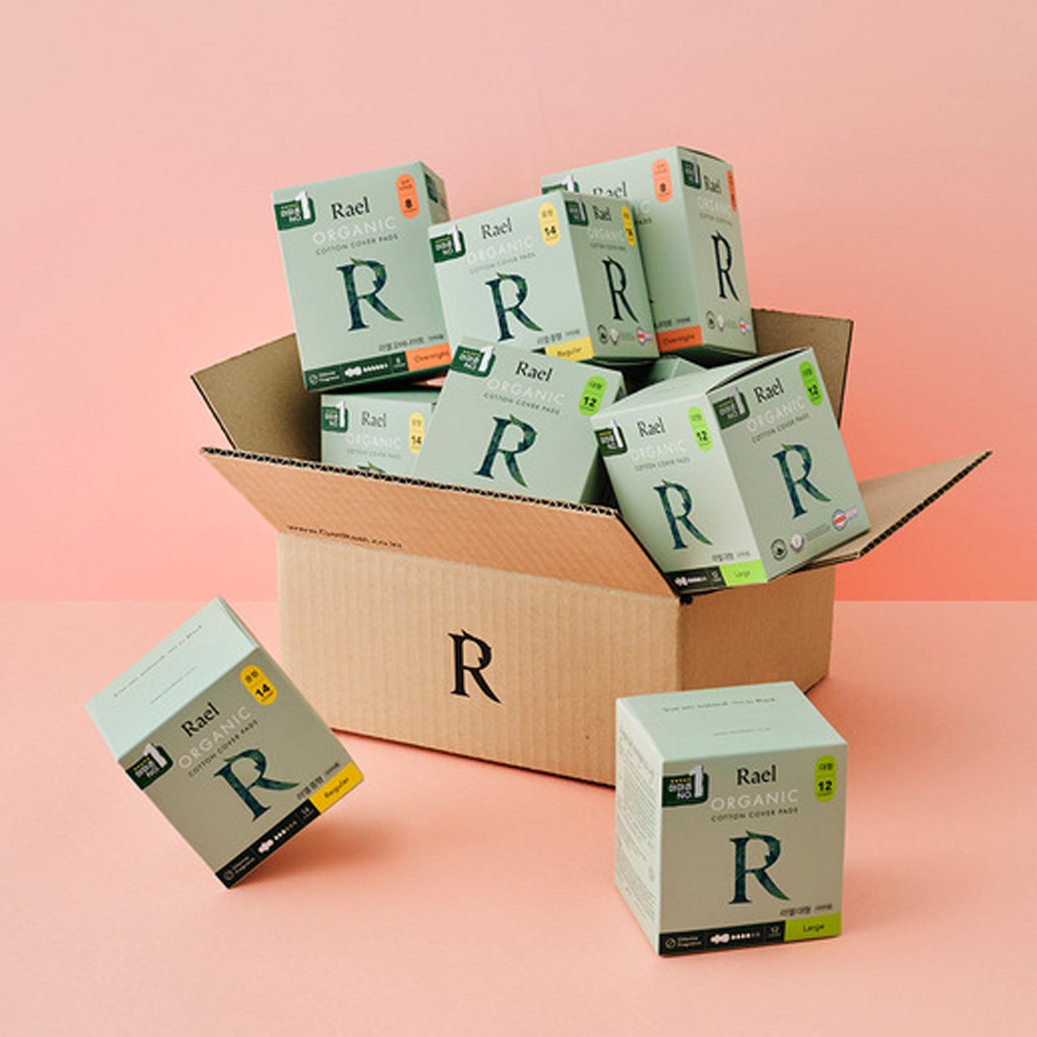 Rael Rael Organic Cotton Cover Sanitary Pads 6-Pack Set (Large) - daily care - front bottle shot