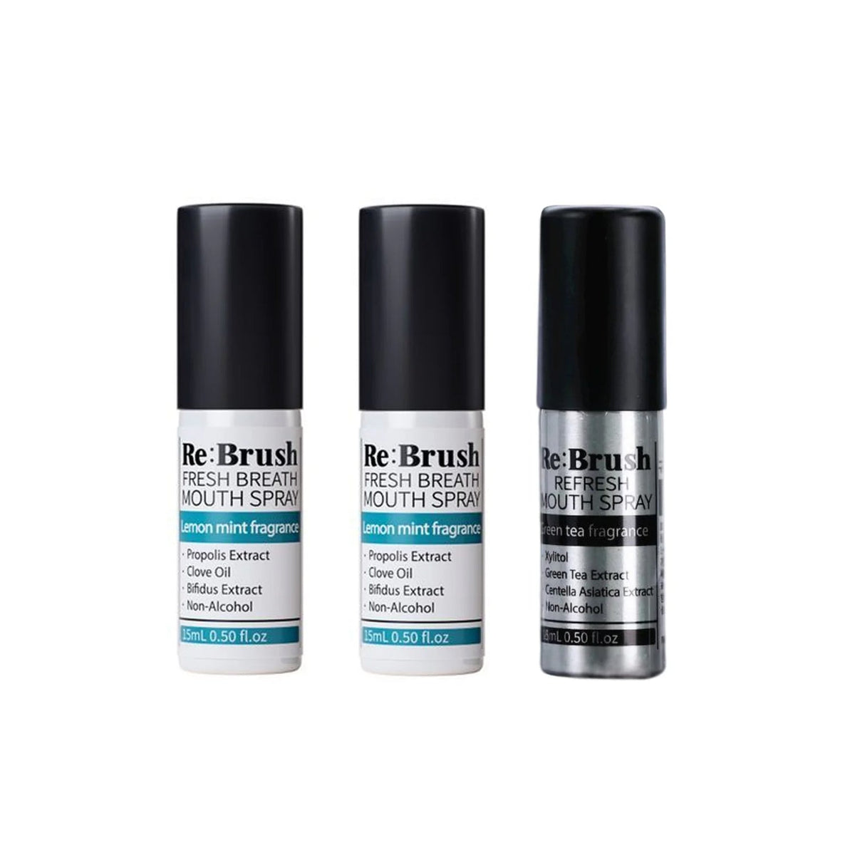 Re:Brush Re:Brush Mouth Spray Triple Set (Fresh Breath 15ml * 2ea + Refresh 15ml) - daily care - front bottle shot