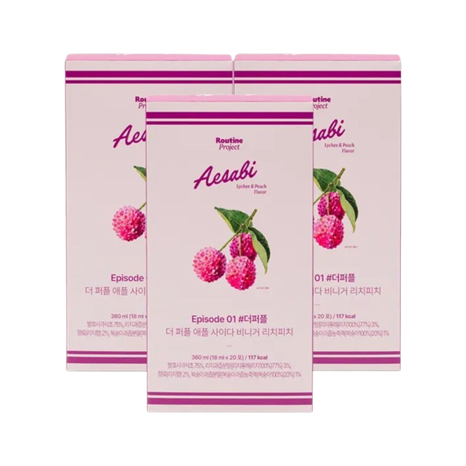 Routine Project Routine Project The Purple Apple Cider Vinegar (Lychee & Peach) 3 BOX - daily care - front bottle shot