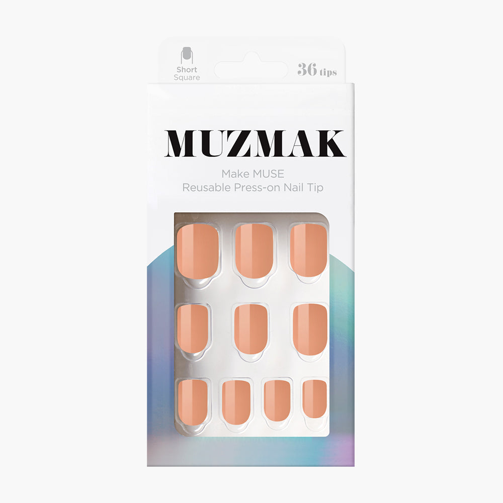 MUZMAK MUZMAK Nail Tips 36pcs #Royal MilkTea(Short Square) - anti-aging - front bottle shot