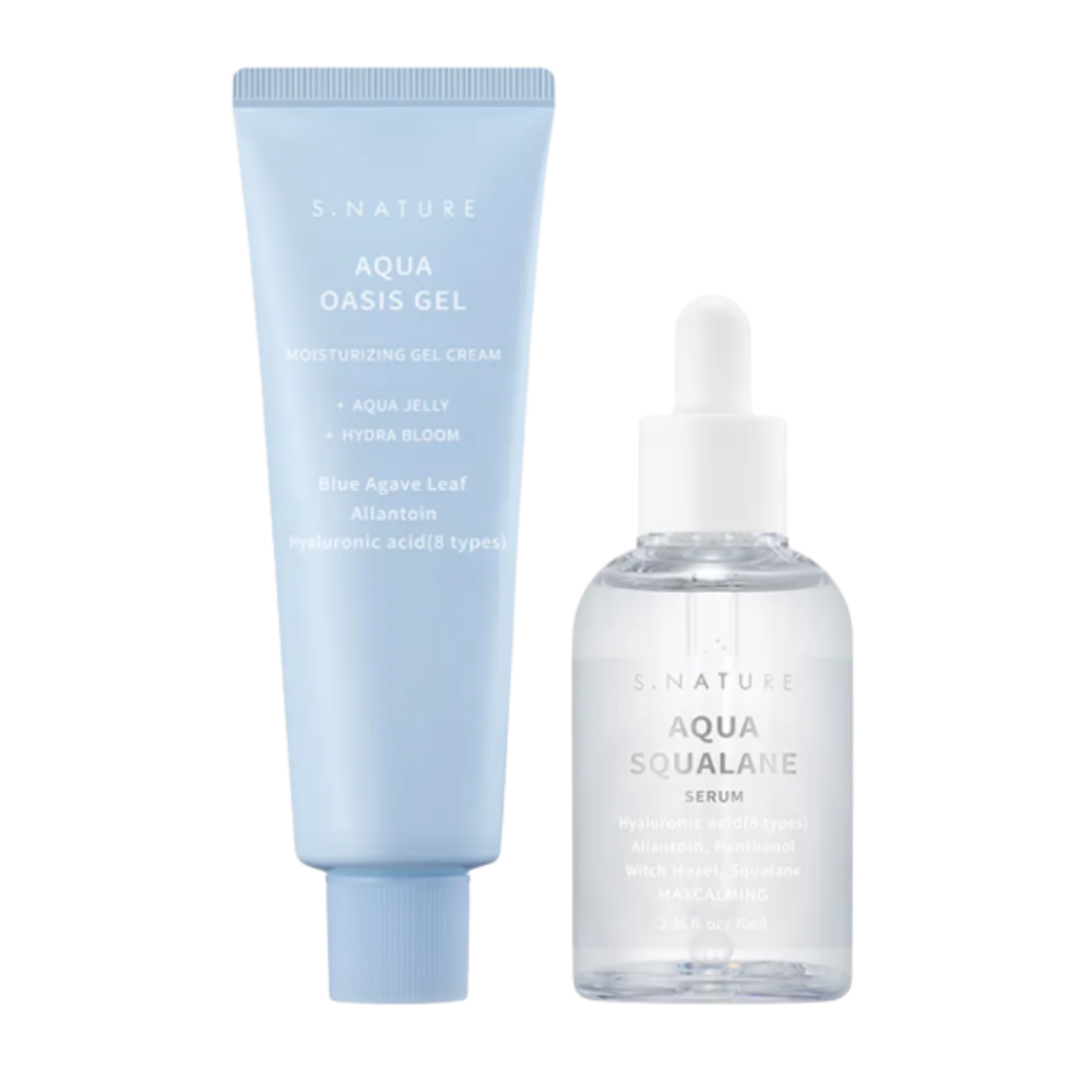 S.NATURE S.NATURE Aqua Oasis Hydrating Gel Cream 80ml + Squalane Serum 70ml - hydrating - front bottle shot