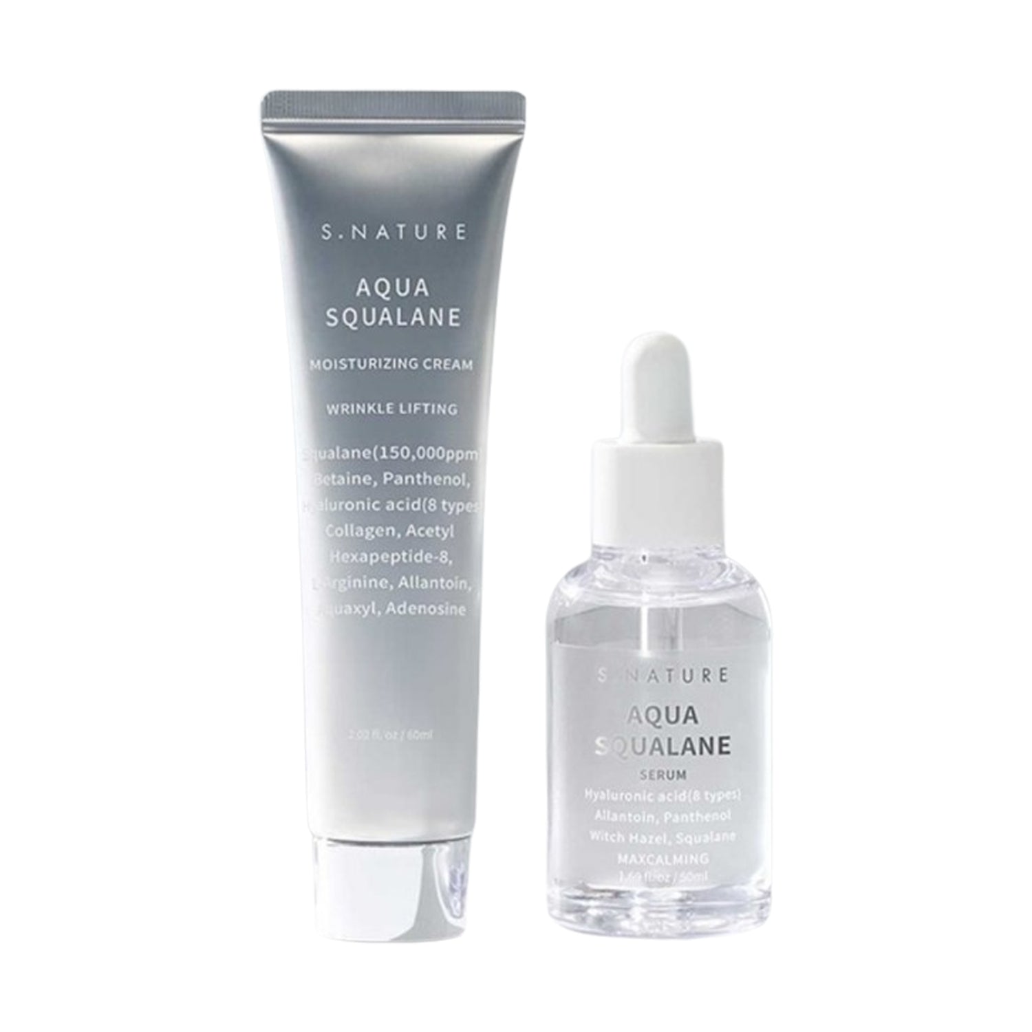 S.NATURE S.NATURE Aqua Squalane Best Set (Moisture Cream 60ml + Serum 50ml) - hydrating - front bottle shot