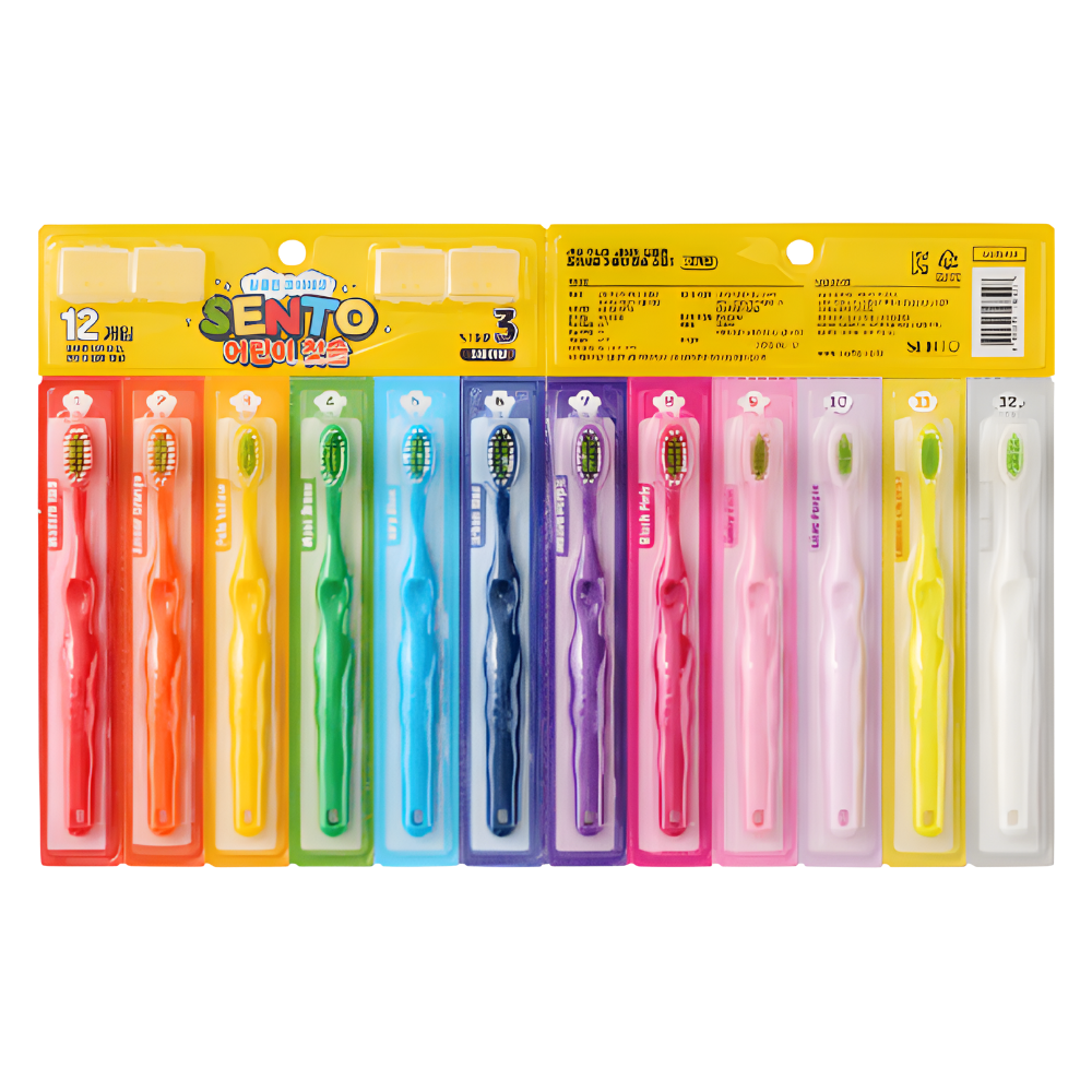 SENTO SENTO Junior Safe Deep Clean Ultra-Fine Bristle Kids Toothbrush (Step 3) - 12 Pack (Random Colors) - daily care -