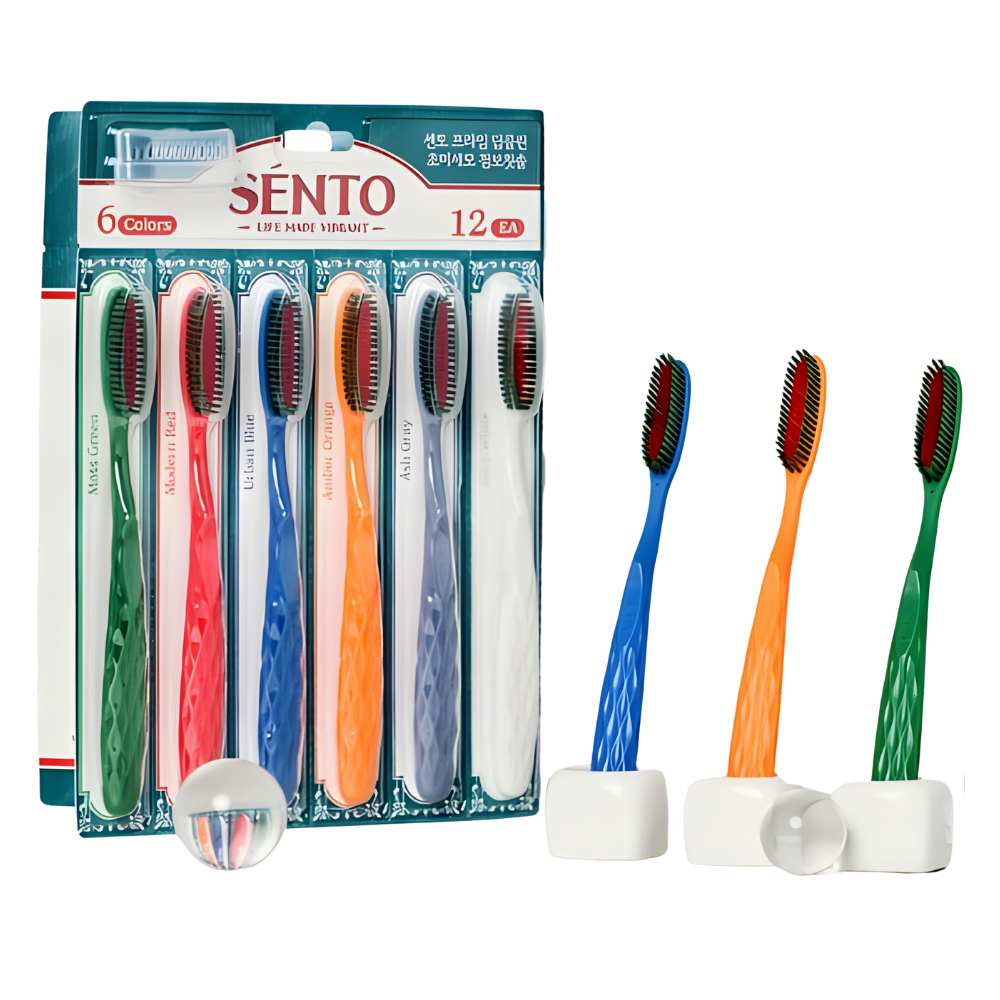 SENTO SENTO Prime Deep Clean Ultra-Fine Bristle Jumbo Toothbrush - 12 Pack - daily care - front bottle shot