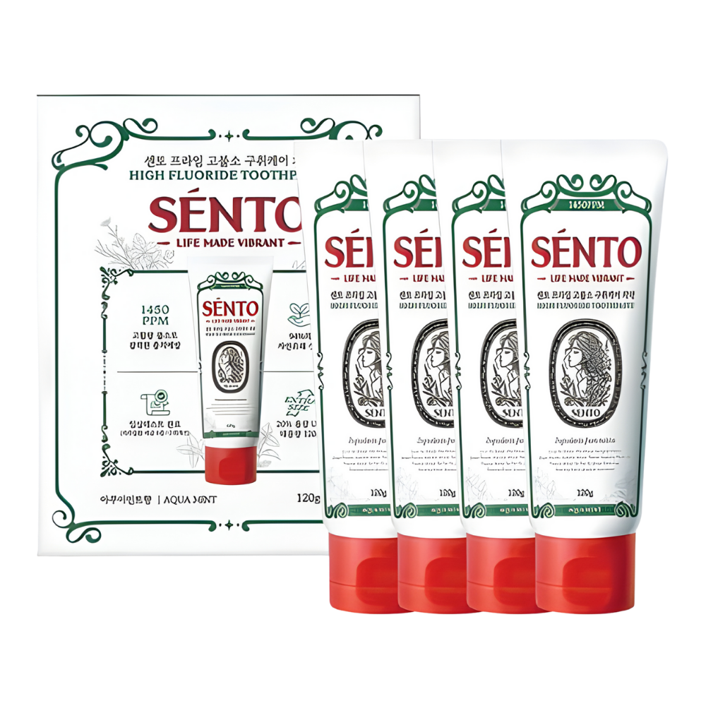 SENTO SENTO Prime High-Fluoride Bad Breath Care Toothpaste (Aqua Mint Flavor) - 4 Pack (120g x 4) - cleansing - front bottle