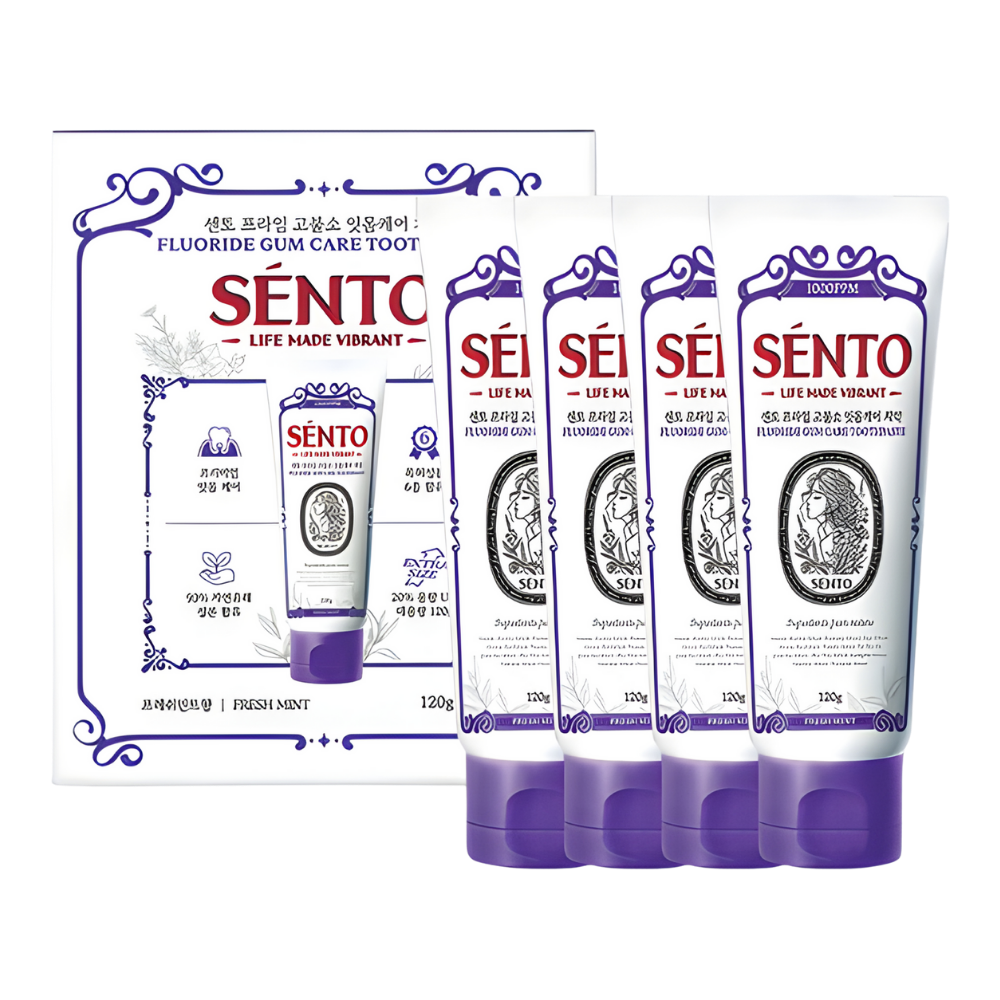 SENTO SENTO Prime High-Fluoride Gum Care Toothpaste (Fresh Mint Flavor) - 4 Pack (120g x 4) - soothing - front bottle shot