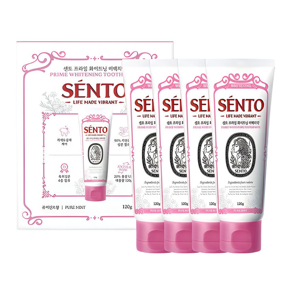 SENTO SENTO Prime Whitening Care Toothpaste (Pure Mint Flavor) - 4 Pack (120g x 4) - brightening - front bottle shot