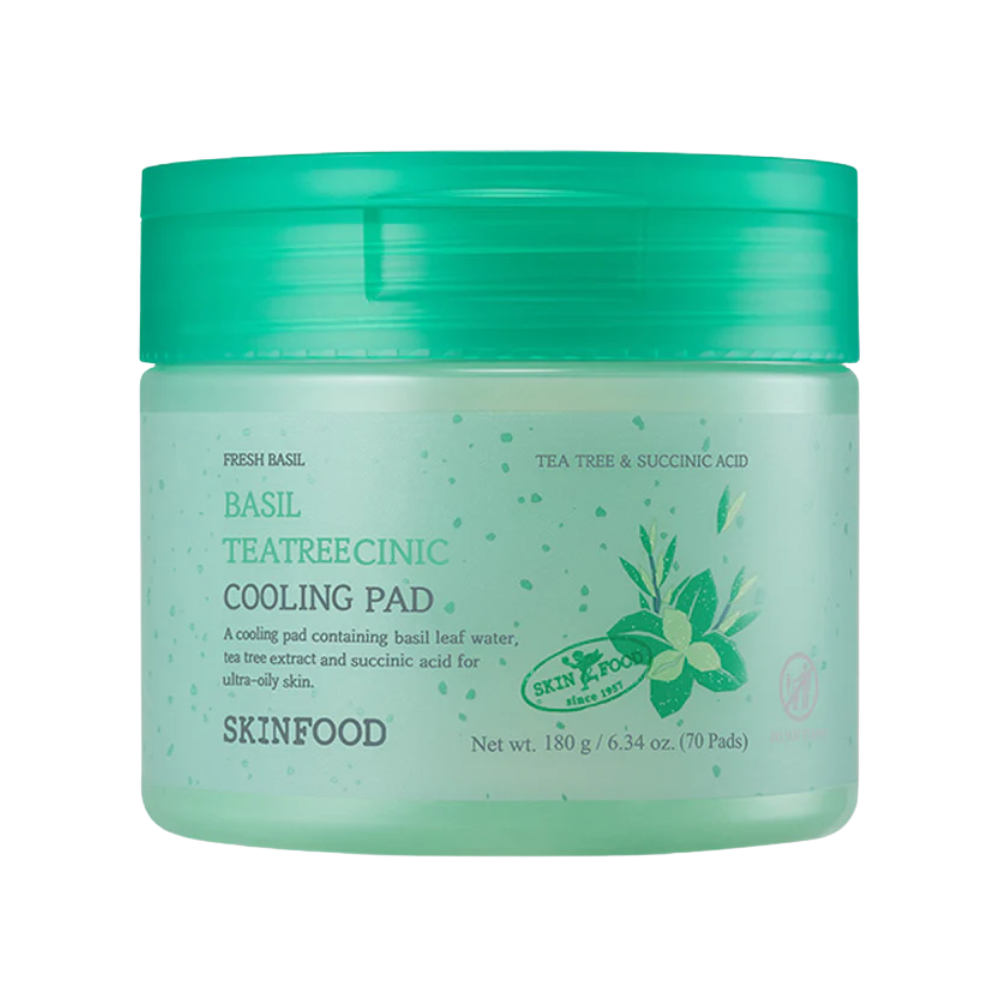 SKINFOOD SKINFOOD Basil Tea Tree C-Nic Cooling Pad 180g (70 Sheets) - hydrating - front bottle shot