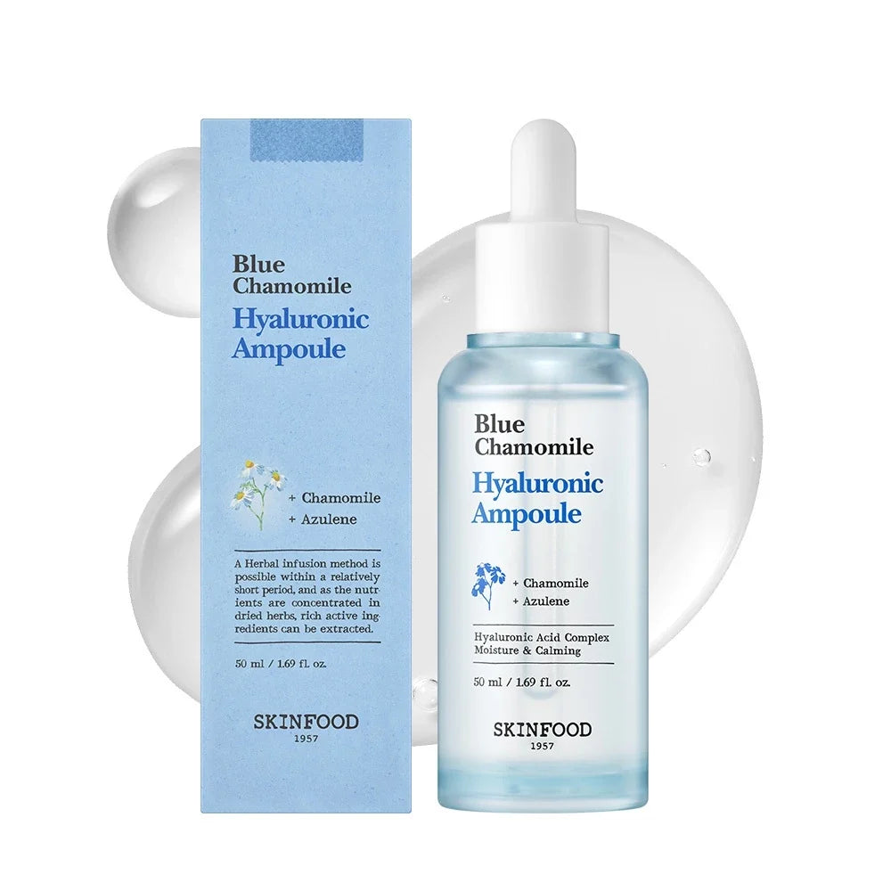 SKINFOOD SKINFOOD Blue Chamomile Hyaluronic Ampoule 50ml - hydrating - front bottle shot