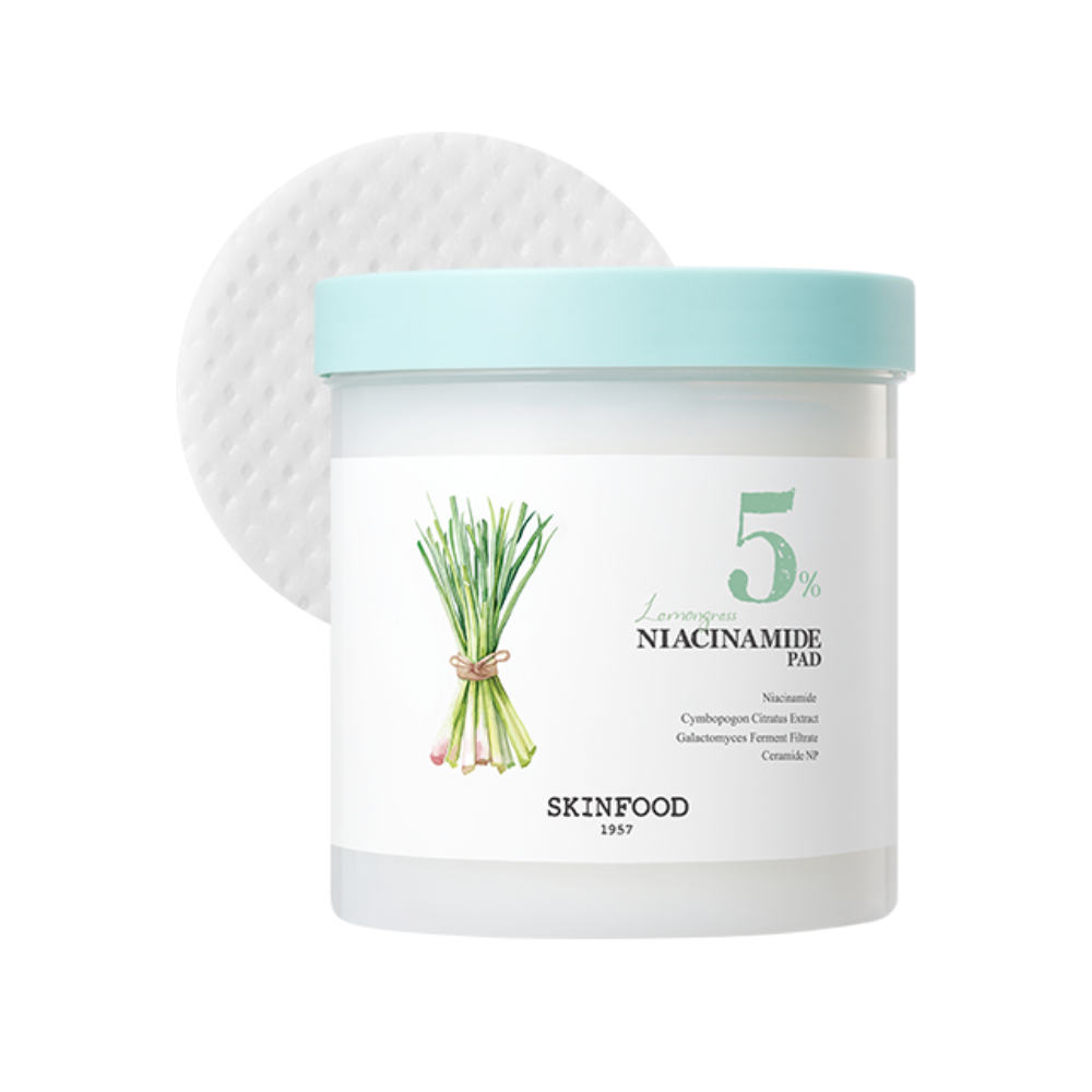 SKINFOOD SKINFOOD Lemongrass Niacinamide 5 Pads – 60 Sheets 250g - hydrating - front bottle shot