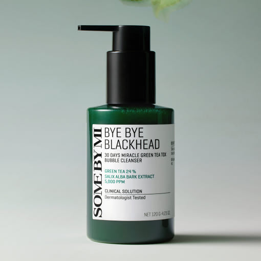 SOME BY MI SOME BY MI Bye Bye Blackhead 30 Days Miracle Green Tea Tox Bubble Cleanser 120g - soothing - front bottle shot