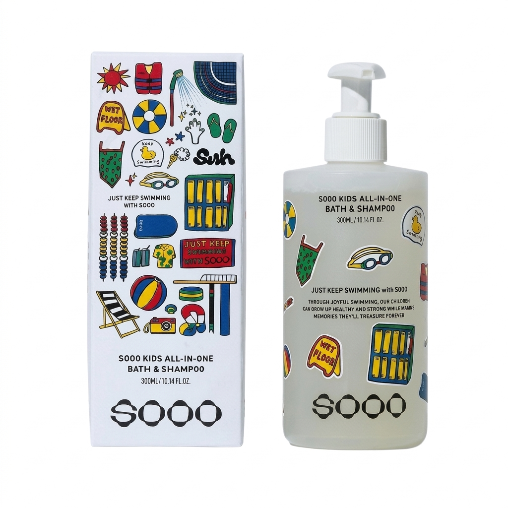 SOOO SOOO Kids All-in-One Bath & Shampoo 300ml - hydrating - front bottle shot