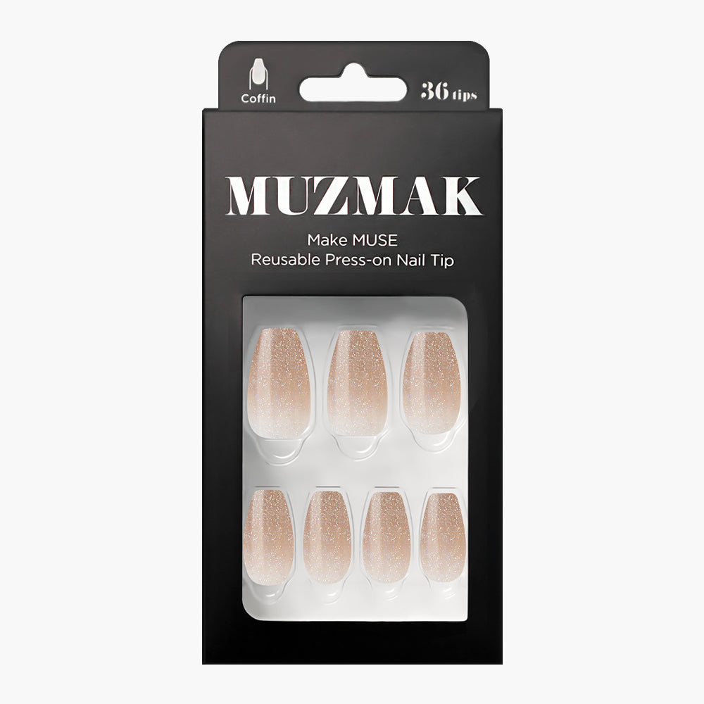 MUZMAK MUZMAK Nail Tips 36pcs #Sable(Coffin) - anti-aging - front bottle shot