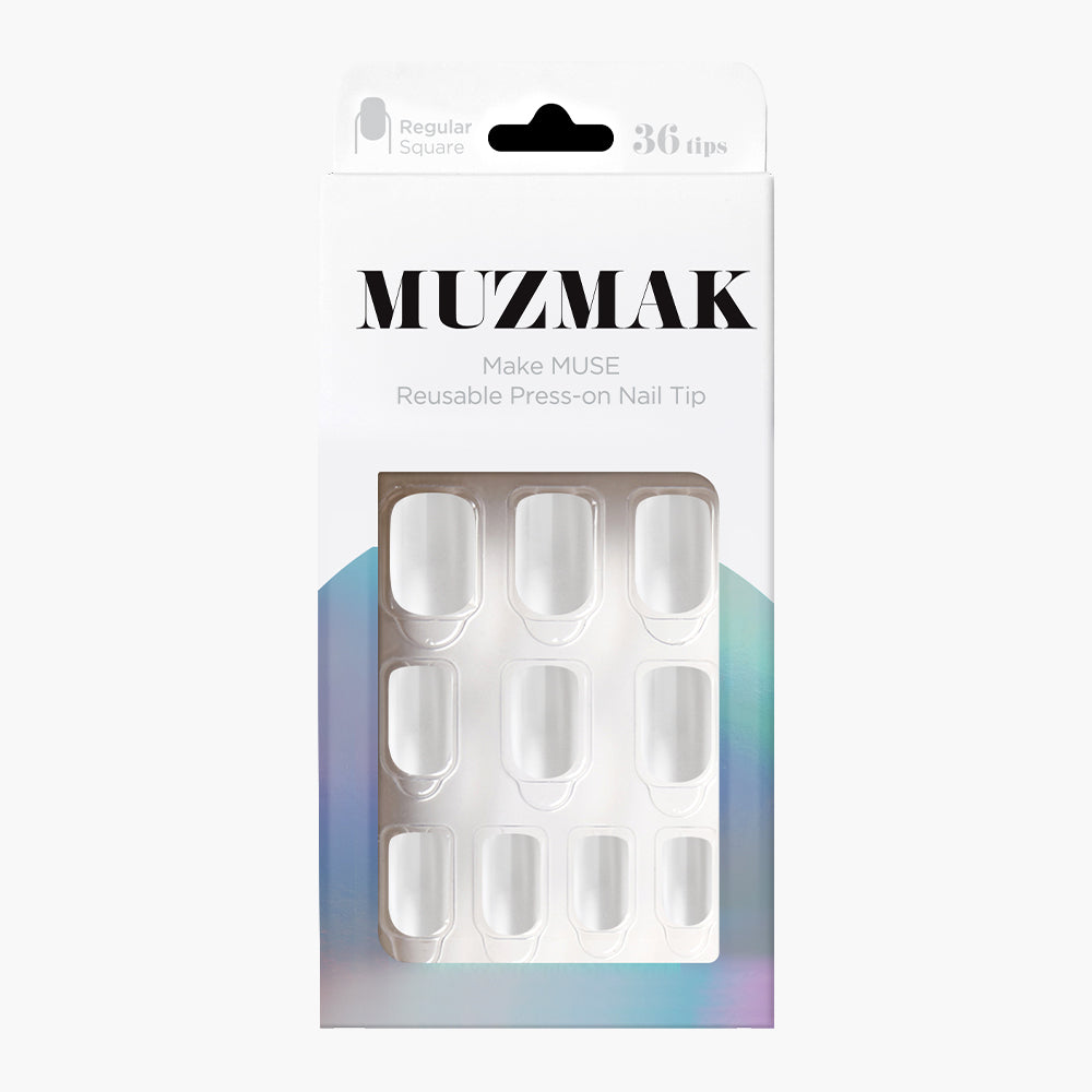 MUZMAK MUZMAK Nail Tips 36pcs #Seed Pearl(Regular Square) - brightening - front bottle shot