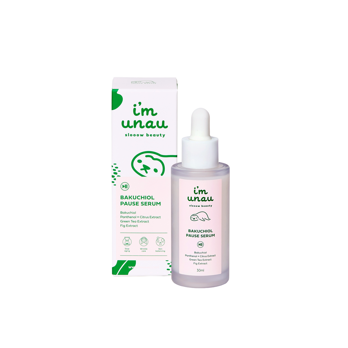 i'm unau i'm unau Bakuchiol Pause Serum 30ml - soothing - front bottle shot
