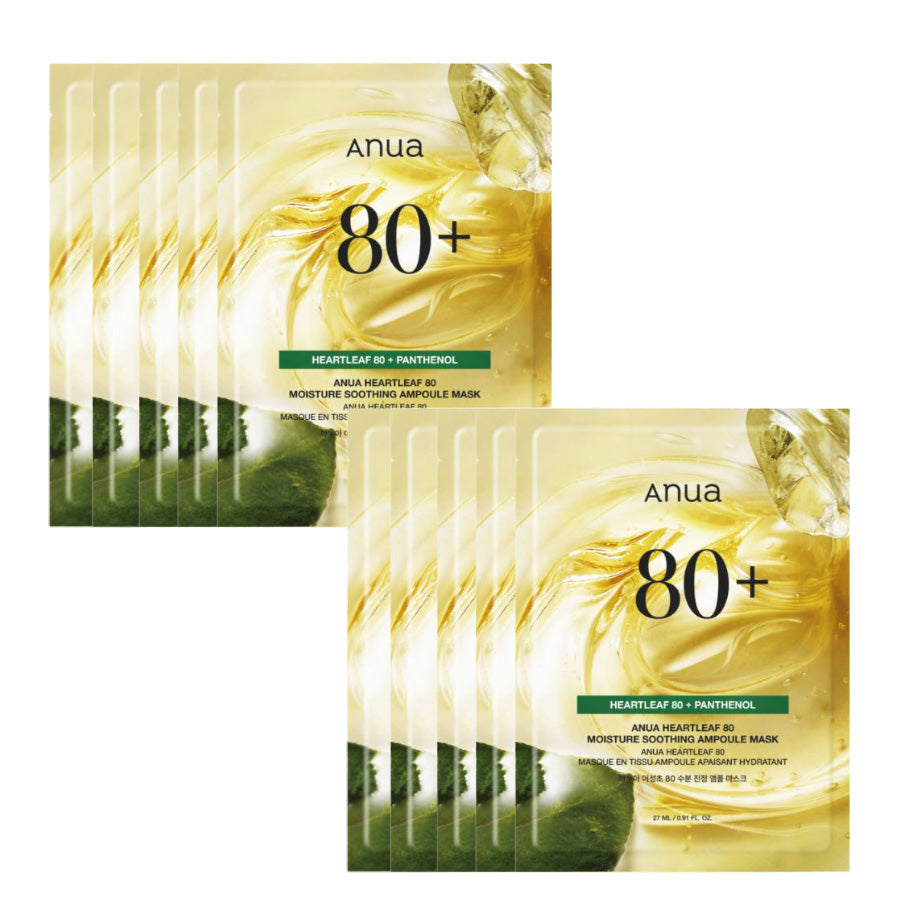 Anua Anua Houttuynia Cordata 80 Moisture Soothing Ampoule Mask 10 Sheets, 1 Pack - hydrating - front bottle shot