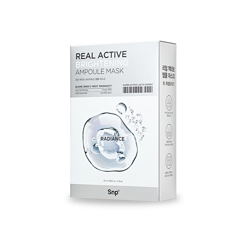 Snp Snp Real Active Brightening Ampoule Mask Sheet 10ea - brightening - front bottle shot