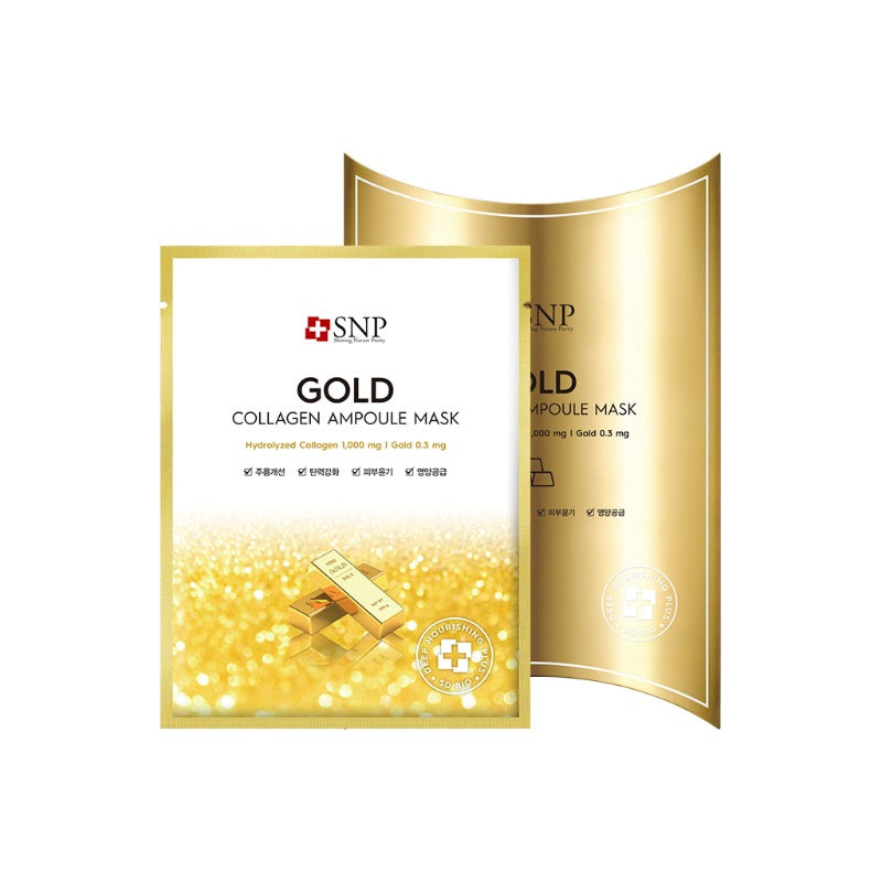Snp Snp Gold Collagen Ampoule Mask 25ml x 10ea - brightening - front bottle shot