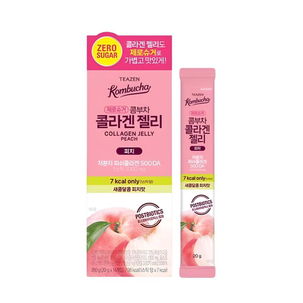 TEAZEN TEAZEN Kombucha Collagen Jelly Peach 20gx14pcs - anti-aging - front bottle shot