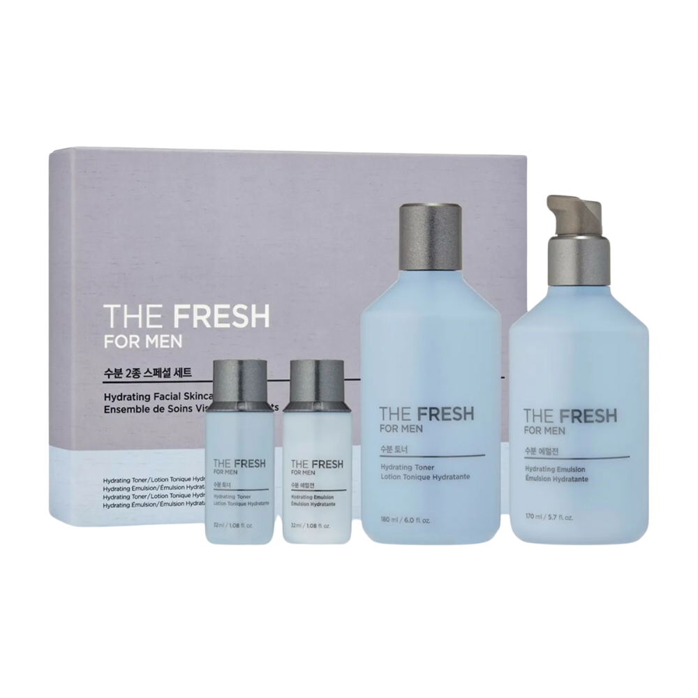 THE FACE SHOP THE FACE SHOP The Fresh For Men Hydrating Facial Skincare Set (Toner 180ml+Emulsion 170ml+Toner 32ml+Emulsion