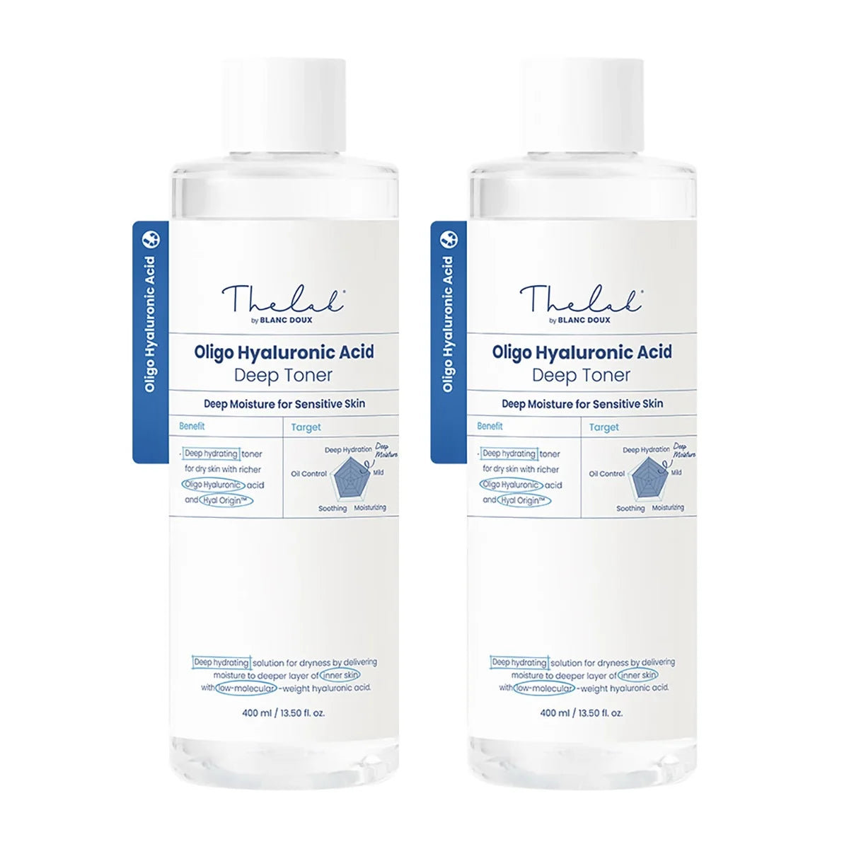 THE LAB by blanc doux THE LAB by blanc doux Oligo Hyaluronic Acid Deep Toner 400ml x 2ea - hydrating - front bottle shot
