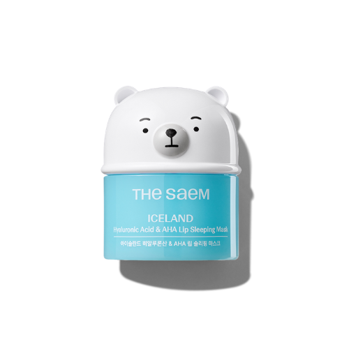 The SAEM THE SAEM Iceland Hyaluronic Acid & AHA Lip Sleeping Mask 13g - hydrating - front bottle shot