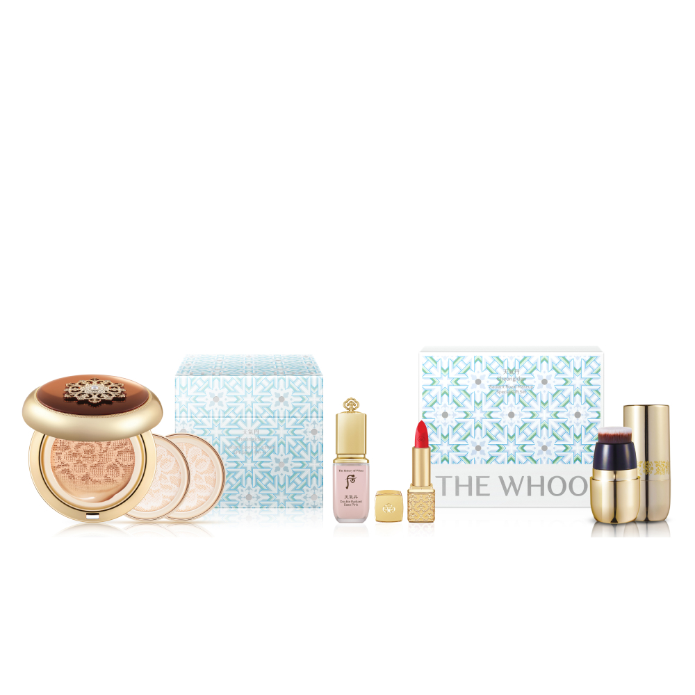 THE WHOO THE WHOO Cheongidan Hwahyun Essence Cushion Special Set Shade 21 holiday Edition - brightening - front bottle shot