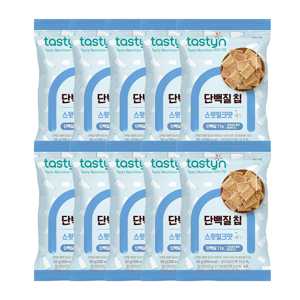 Tastyn Tastyn Protein Chip Sweet Milk 50g x 10 Packs - hydrating - front bottle shot