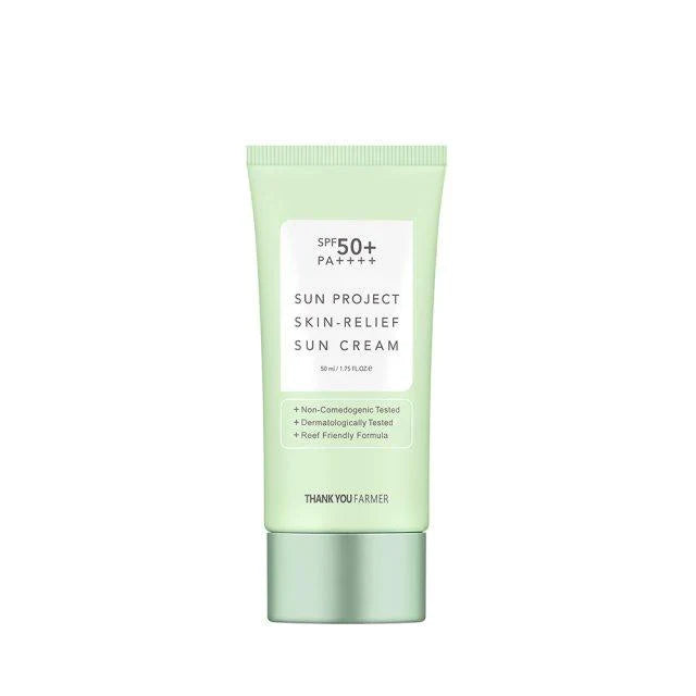 THANK YOU FARMER THANK YOU FARMER Sun Project Skin Relief Sun Cream SPF50+ PA++++ 50ml - hydrating - front bottle shot