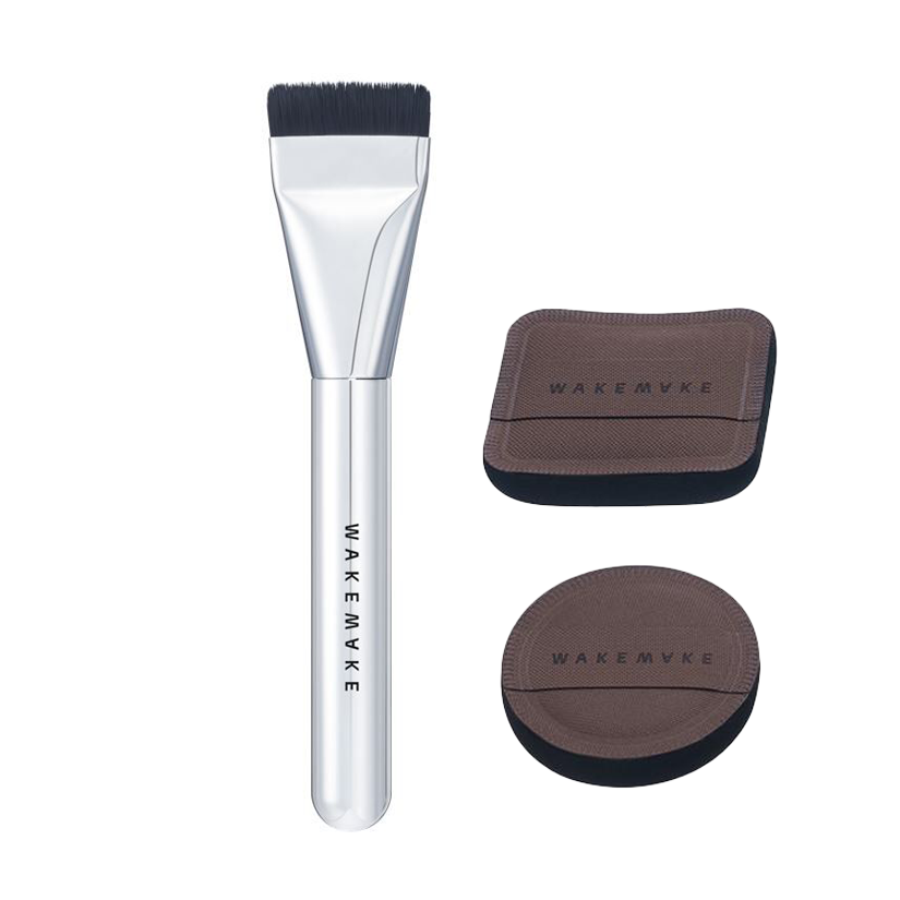 WAKEMAKE WAKEMAKE Spatula Wide Foundation Brush Pillow Puff Duo Set - daily care - front bottle shot
