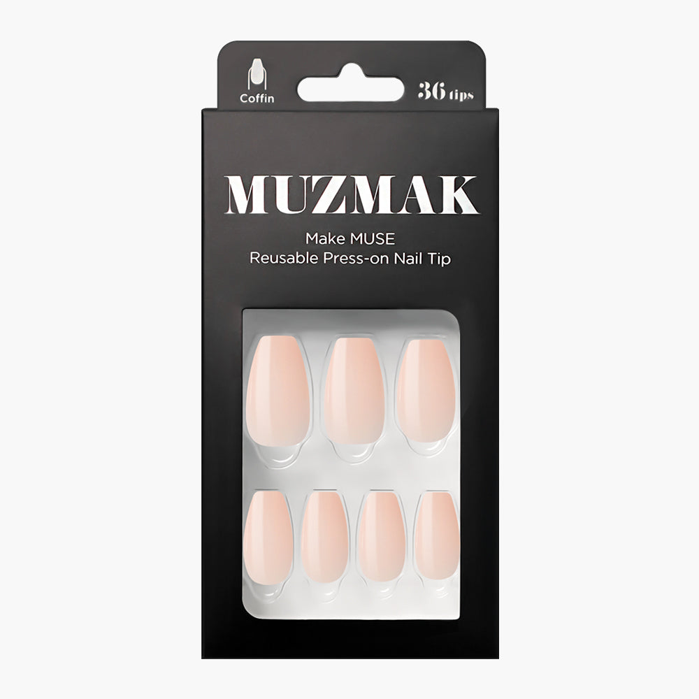 MUZMAK MUZMAK Nail Tips 36pcs #Toe Shoes(Coffin) - anti-aging - front bottle shot