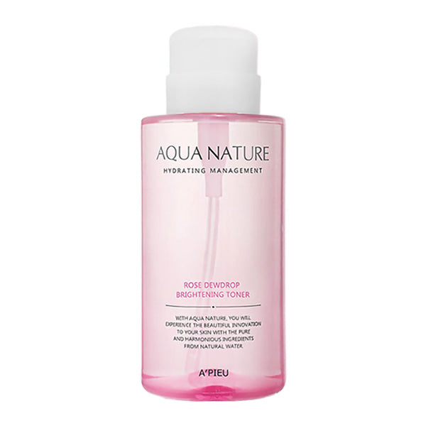 A'PIEU A'PIEU Aqua Nature Rose Dew Drop Brightening Toner 500ml - hydrating - front bottle shot