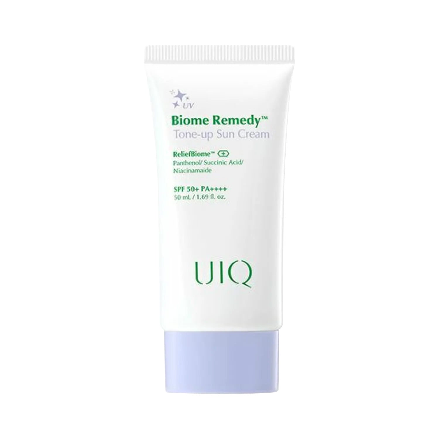 UIQ UIQ Biome Remedy Tone-up Sun Cream SPF50+ PA++++ 50ml - brightening - front bottle shot